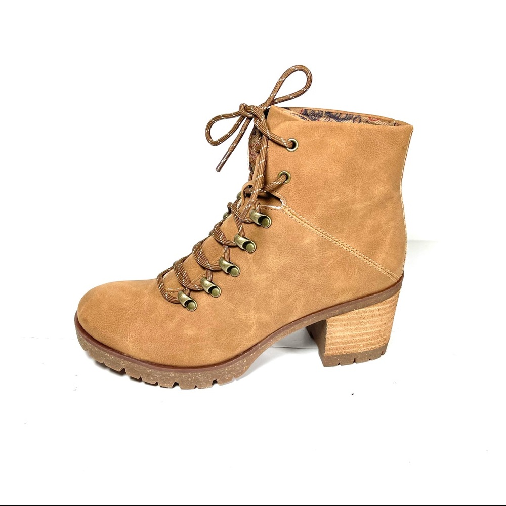 Korks By Kork-Ease Erica Ankle Boots Womens Lace Up Brown Block Heel